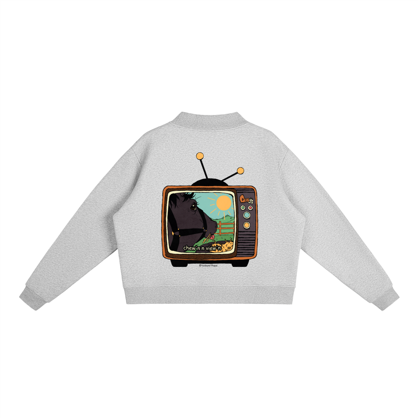 "chew'n n view'n" Mock-Neck Crew Sweatshirt