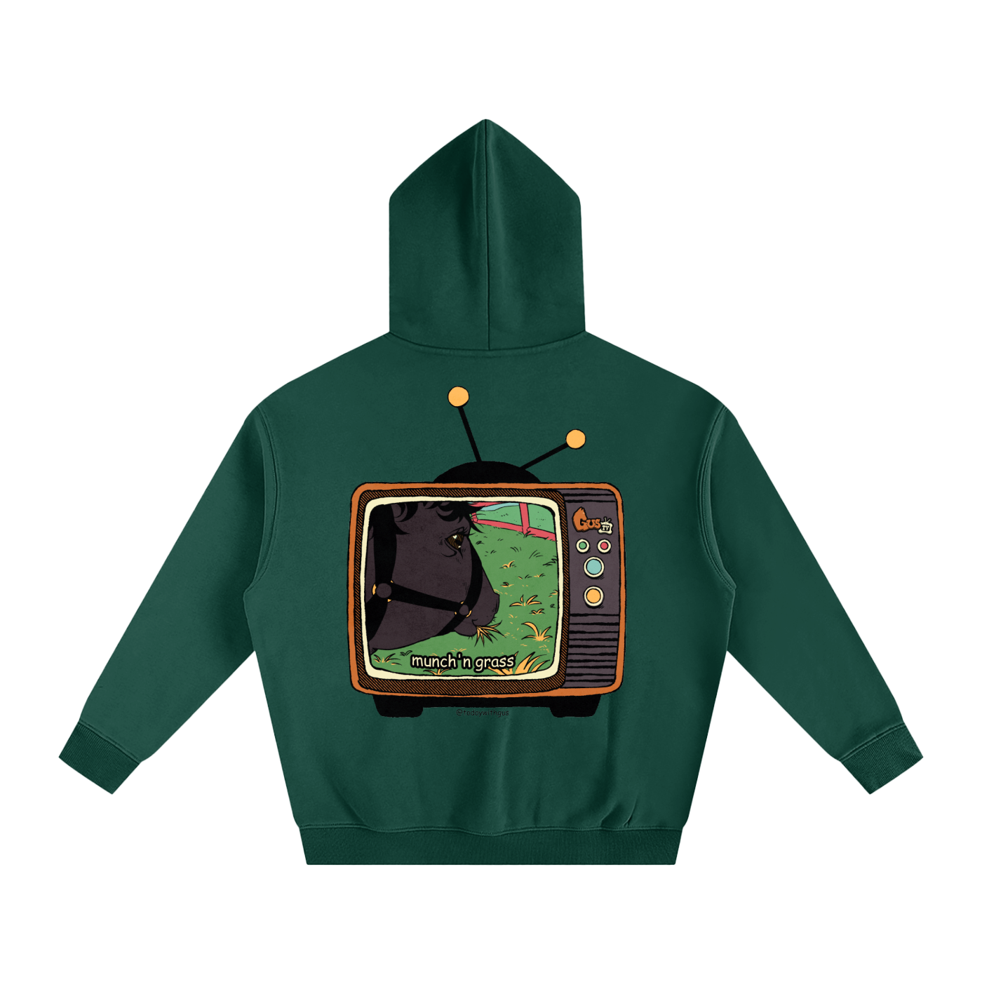 "munch'n grass" Oversize Fleeced Hoodie