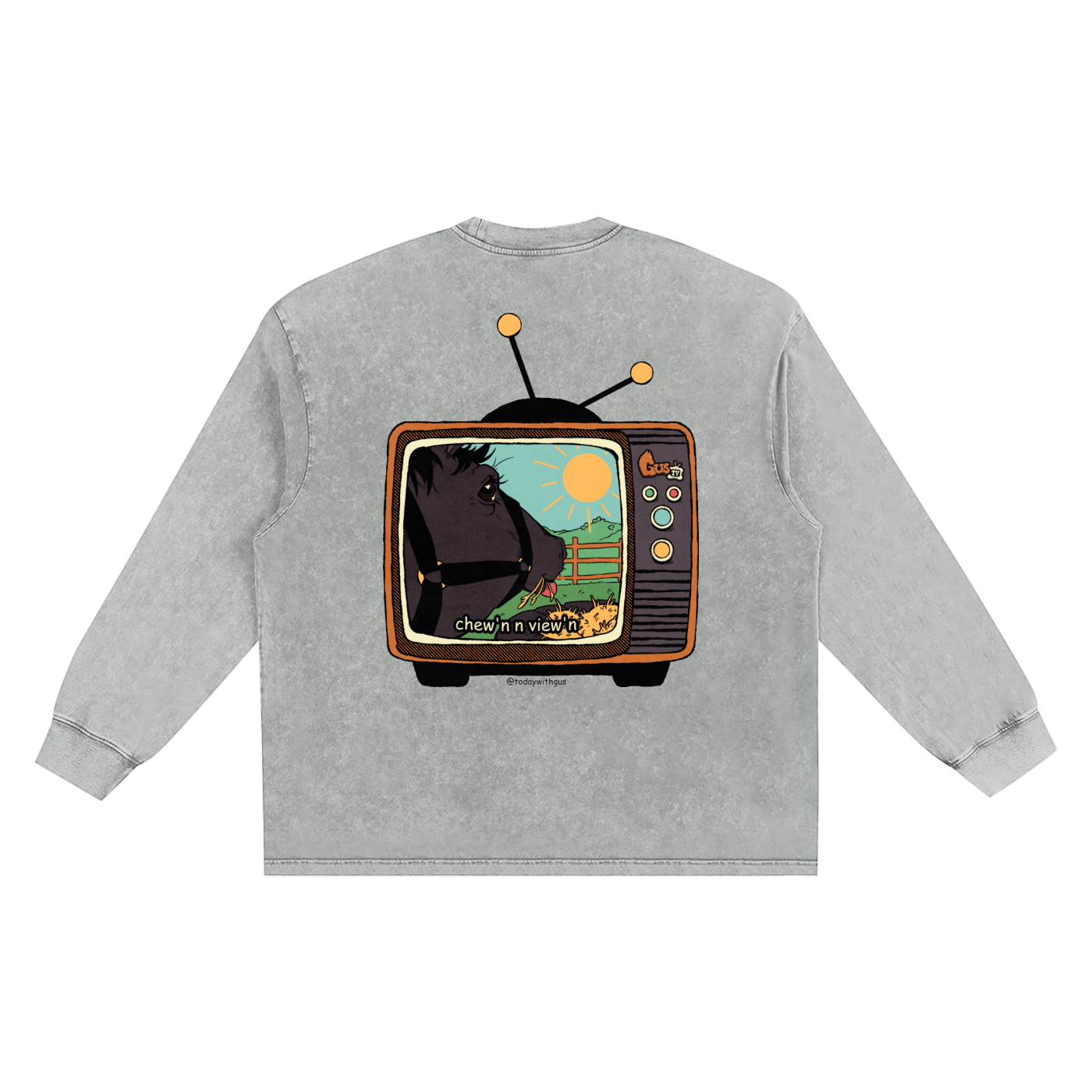 "chew'n n view'n" Snow Washed Frayed Edge T-Shirt