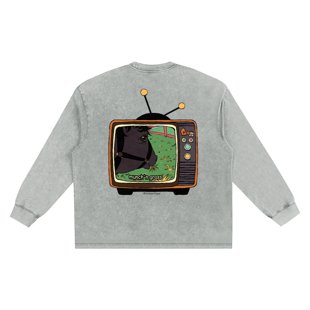 "munch'n grass" Snow Washed Frayed Edge T-Shirt