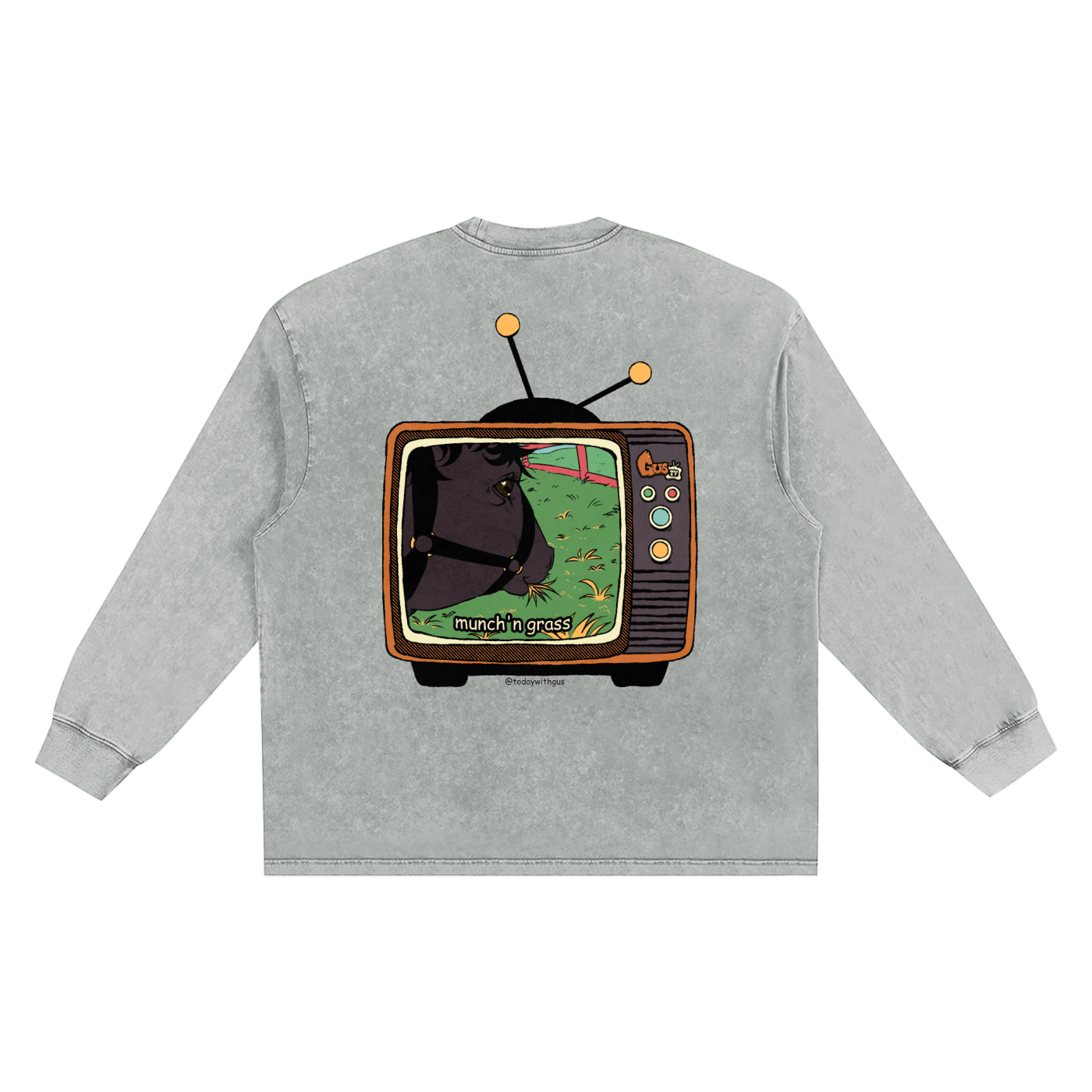 "munch'n grass" Snow Washed Frayed Edge T-Shirt
