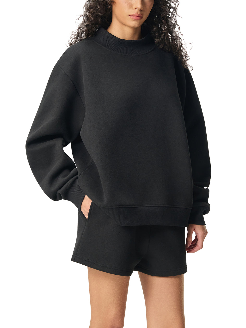 "chew'n n view'n" Mock-Neck Crew Sweatshirt
